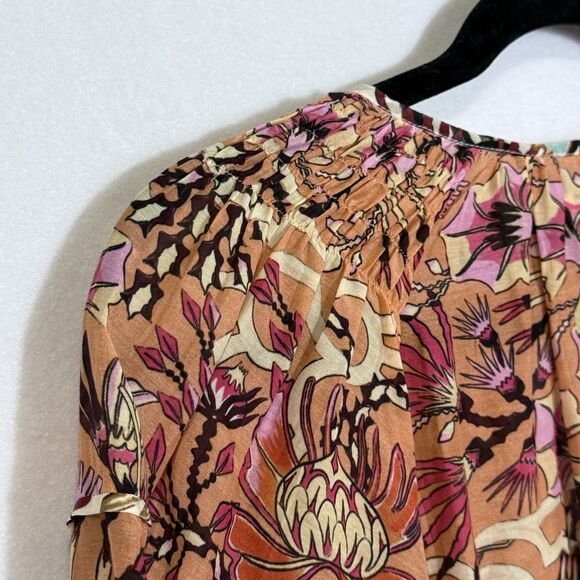 Maria Cher  Humahuaca Karly Lace-Up Orange Floral Boho Minidress Size XS Pockets - Picture 10 of 12